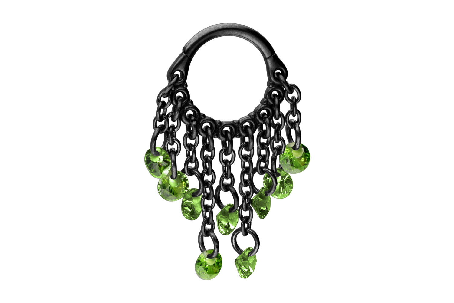 Chirurgenstahl Segmentring Clicker Piercing KETTENVORHANG + KRISTALLE